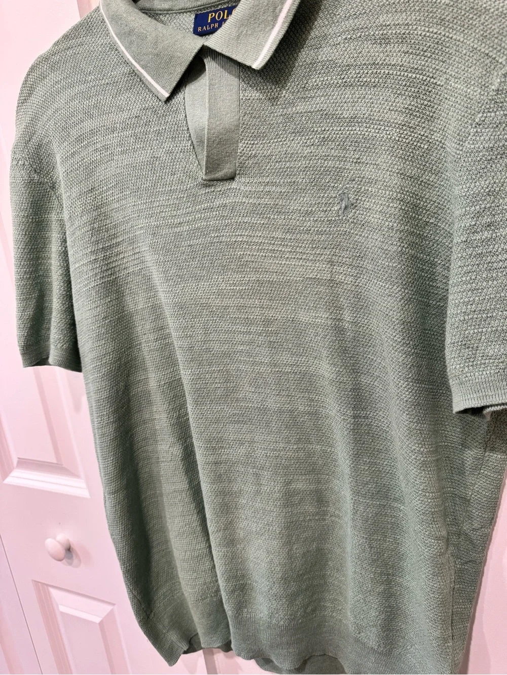 Ralph Lauren Short-Sleeve Polo in Sage Green with White Trim